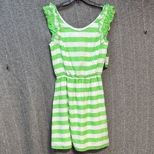 NWT Lilly Pulitzer Green and White Striped Midi Dress